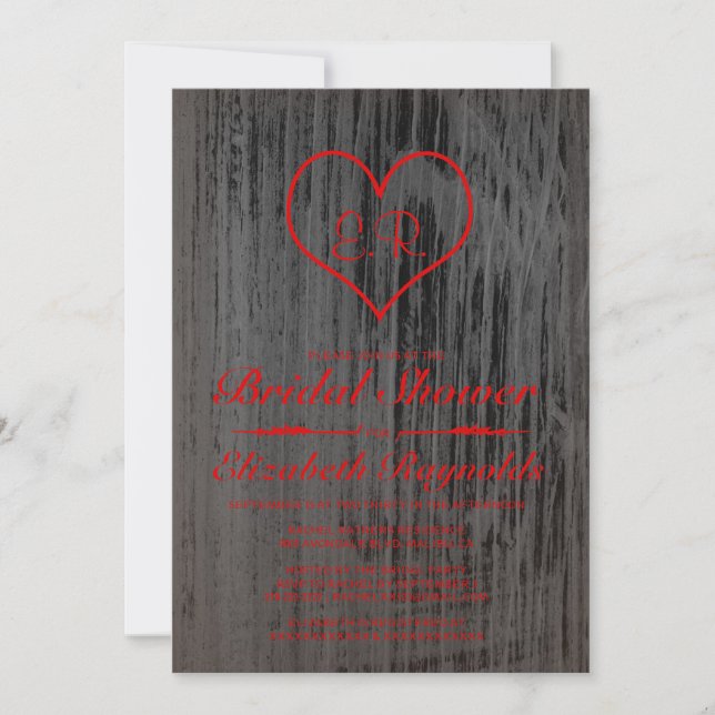 Invitations de douches nuptiales de pays noir et r (Devant)
