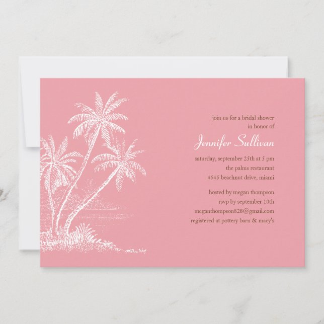 Invitations de douches nuptiales de Pink Beach (Devant)