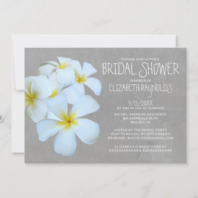 Invitations de douches nuptiales de Plumeria (Devant)