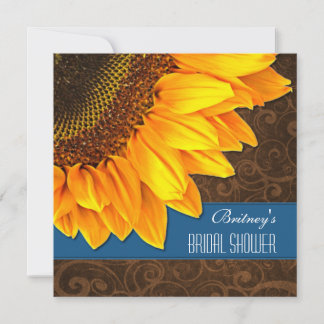 Invitations de douches nuptiales de tournesol bleu