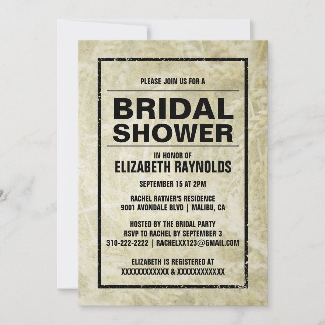 Invitations de douches nuptiales de Western Farm (Devant)
