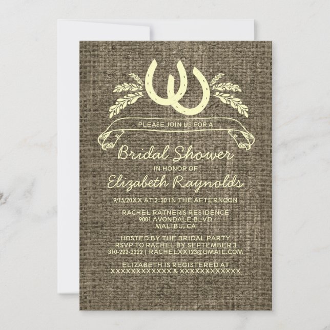 Invitations de douches nuptiales de Western Horses (Devant)