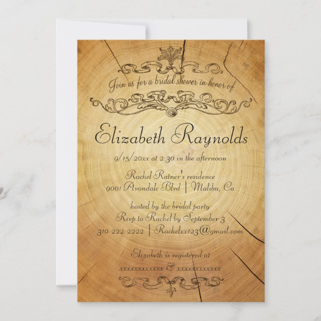 Invitations de douches nuptiales des anneaux d'arb (Devant)