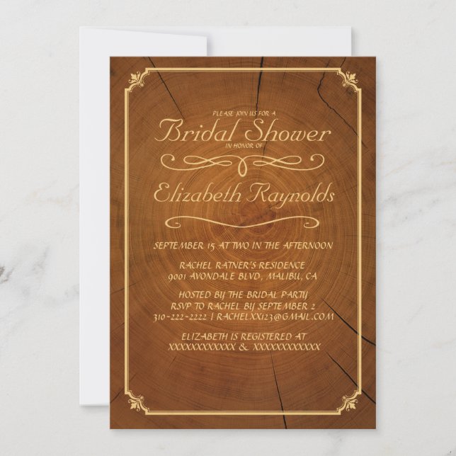 Invitations de douches nuptiales des anneaux d'arb (Devant)