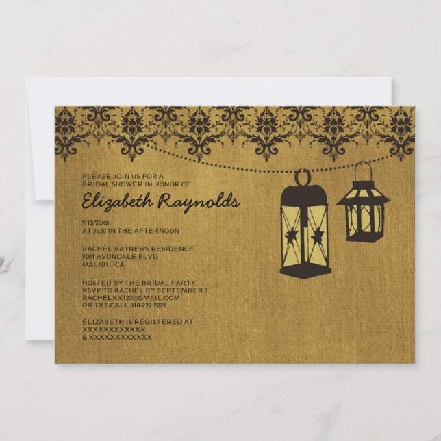 Invitations de douches nuptiales des Lanternes (Devant)