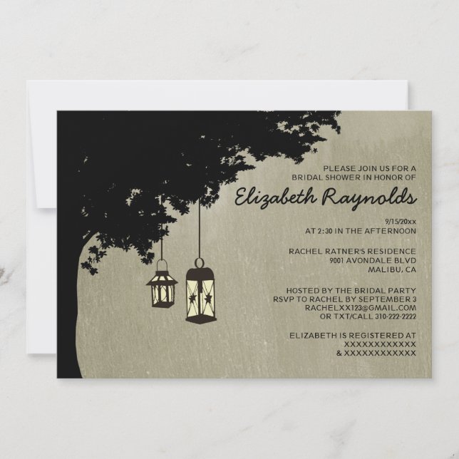 Invitations de douches nuptiales des Lanternes occ (Devant)