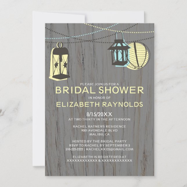 Invitations de douches nuptiales des Lanternes rus (Devant)