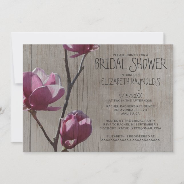 Invitations de douches nuptiales des Magnolias rus (Devant)