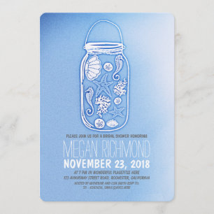 Invitations de douches nuptiales Dusty Blue Beach