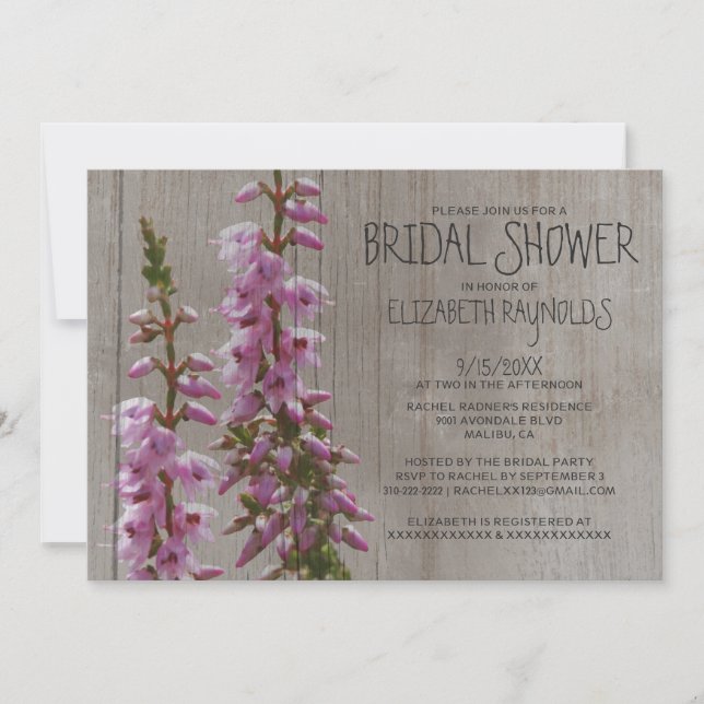 Invitations de douches nuptiales en cuir rustique (Devant)
