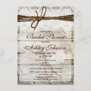 Invitations de douches nuptiales en dentelle de bo