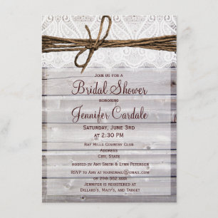 Invitations de douches nuptiales en dentelle de bo
