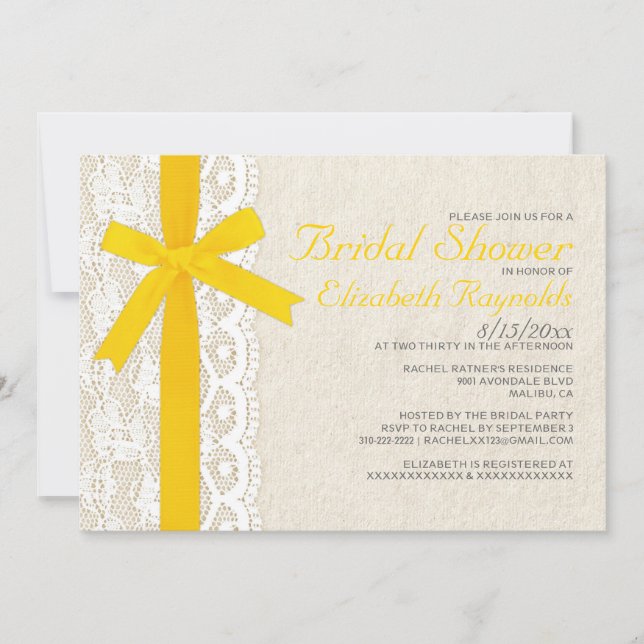 Invitations de douches nuptiales en dentelle et en (Devant)
