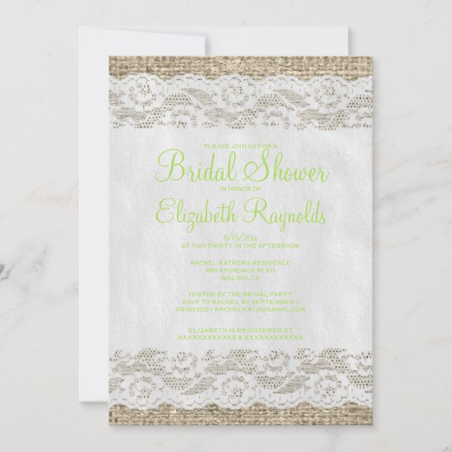 Invitations de douches nuptiales en dentelle russe (Devant)