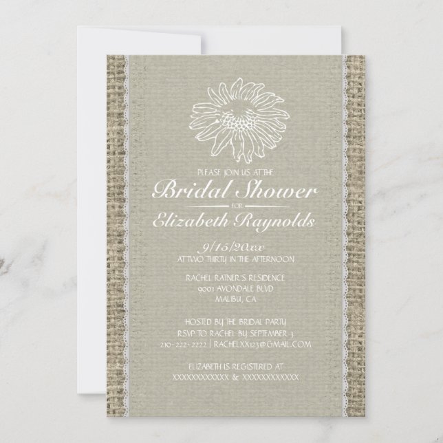 Invitations de douches nuptiales en dentelle Vinta (Devant)
