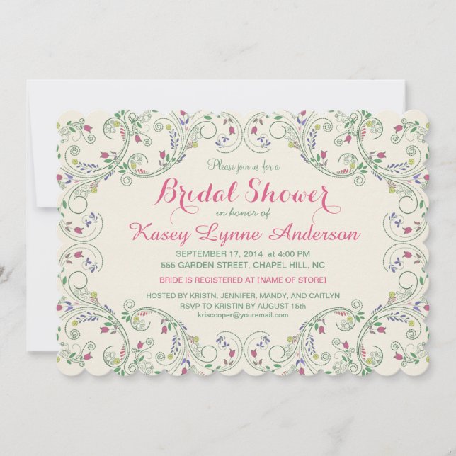 Invitations de douches nuptiales en germe d'art po (Devant)