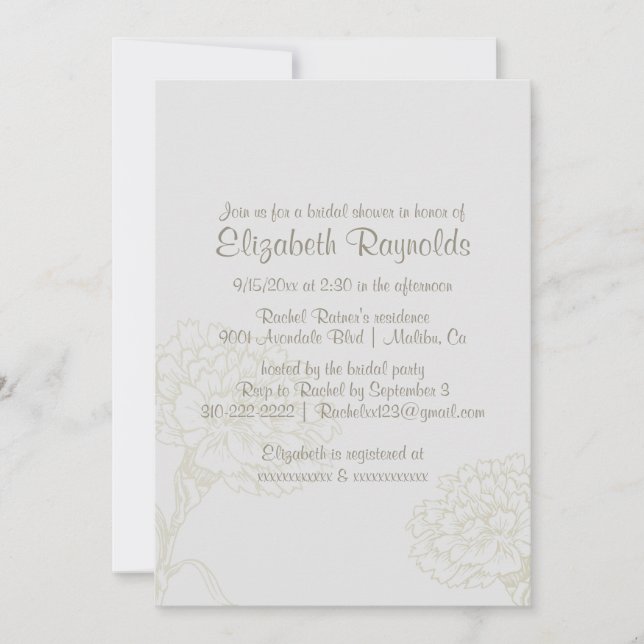 Invitations de douches nuptiales en ivoire (Devant)