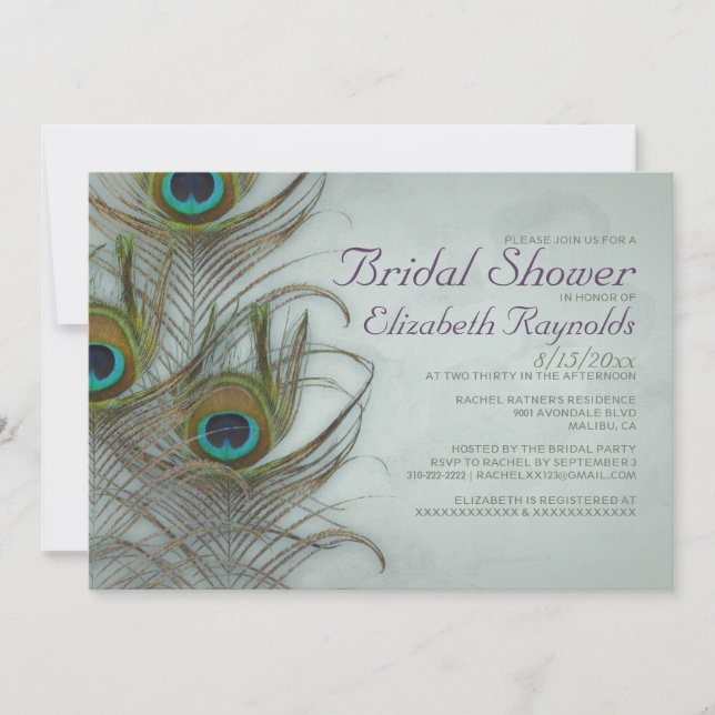 Invitations de douches nuptiales en plumes de roch (Devant)