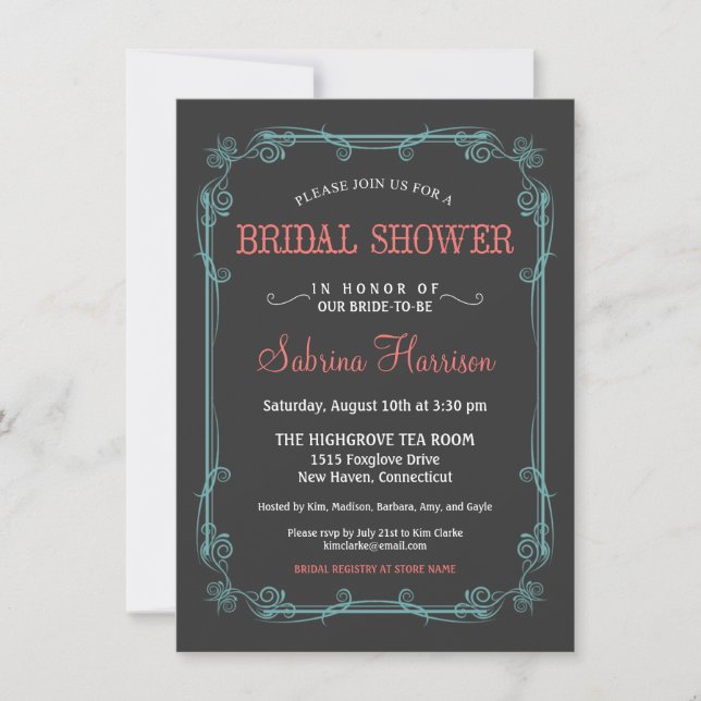 Invitations de douches nuptiales en tableau noir V (Devant)