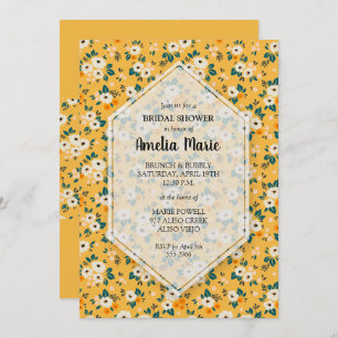 Invitations de douches nuptiales florales en or bl