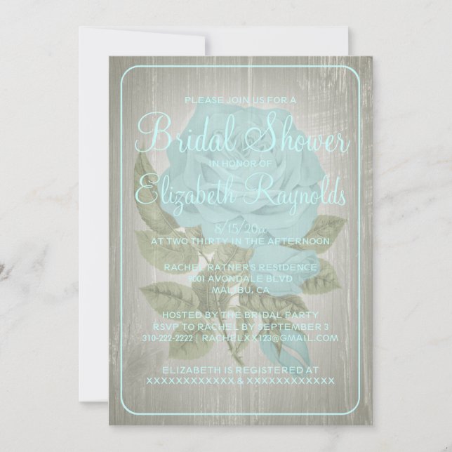 Invitations de douches nuptiales florales Turquois (Devant)