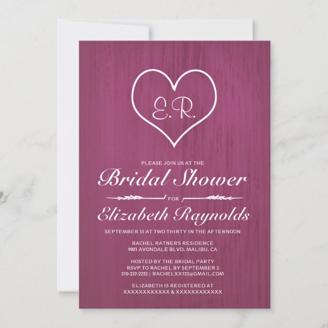 Invitations de douches nuptiales Fuchsia Country (Devant)