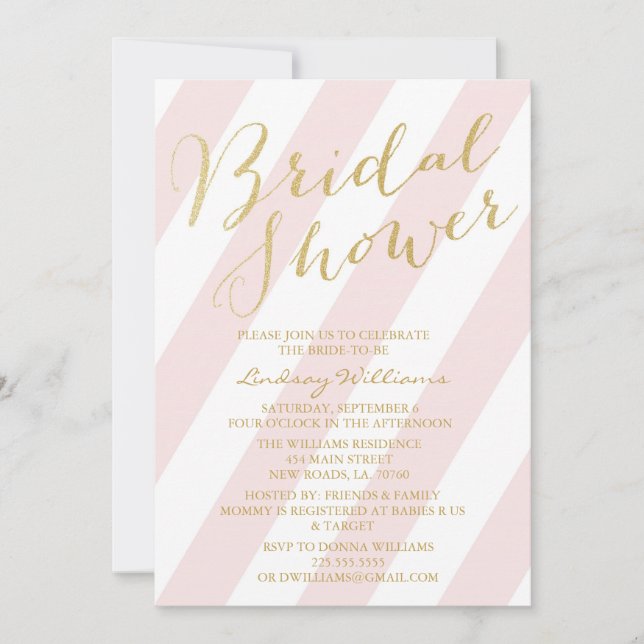 Invitations de douches nuptiales Gold Parties scin (Devant)