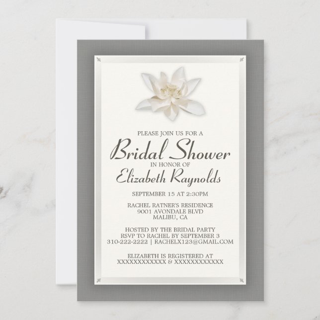 Invitations de douches nuptiales grises (Devant)