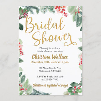 Invitations de douches nuptiales hiver