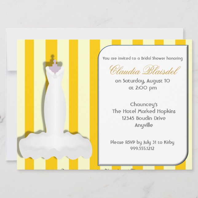 Invitations de douches nuptiales jaunes personnali (Devant)