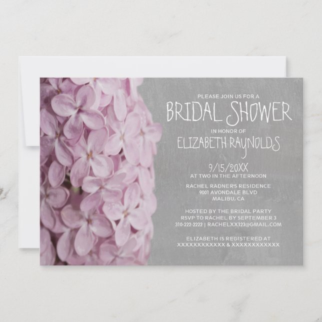 Invitations de douches nuptiales Lilac (Devant)