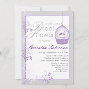 Invitations de douches nuptiales Lilac Inséparable