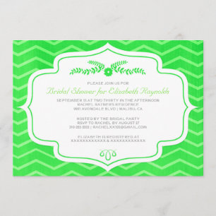 Invitations de douches nuptiales Lime Green Chevro