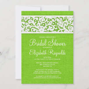 Invitations de douches nuptiales Lime Green Rustic