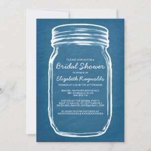 Invitations de douches nuptiales Mason bleu et bla