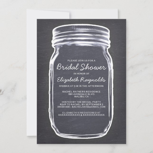 Invitations de douches nuptiales Mason noir et bla (Devant)