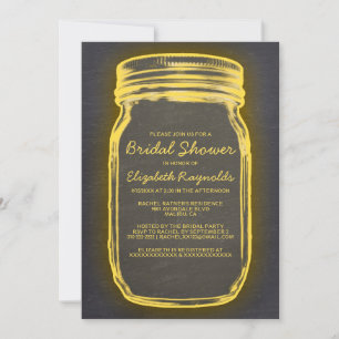 Invitations de douches nuptiales Mason noir et or