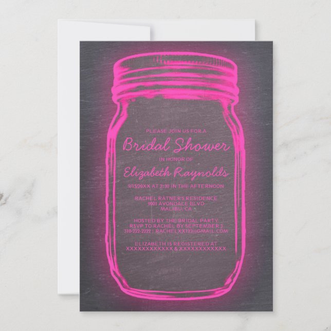 Invitations de douches nuptiales Mason noir et ros (Devant)