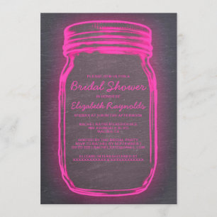 Invitations de douches nuptiales Mason noir et ros