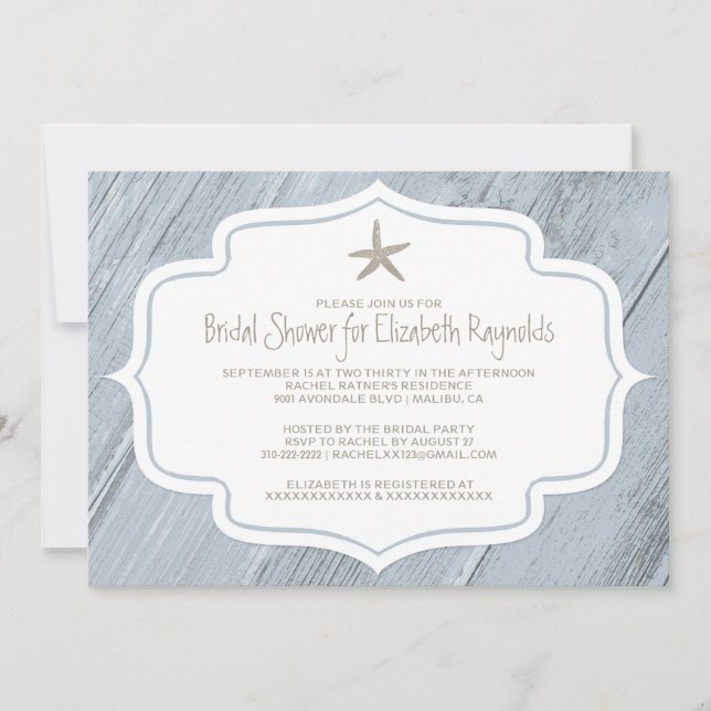 Invitations de douches nuptiales modernes Starfish (Devant)