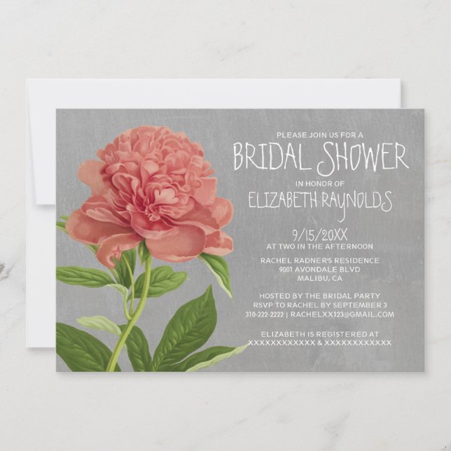 Invitations de douches nuptiales Peonies (Devant)