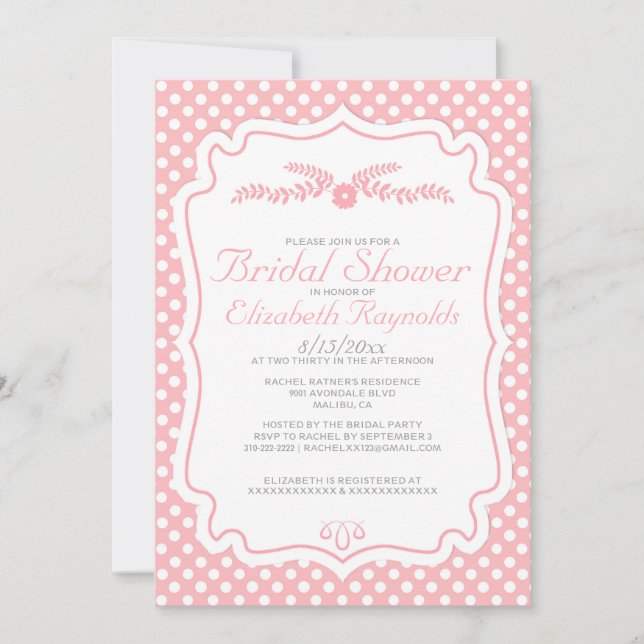 Invitations de douches nuptiales Polka Dot moderne (Devant)