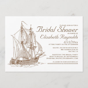 Invitations de douches nuptiales pour bateaux de c