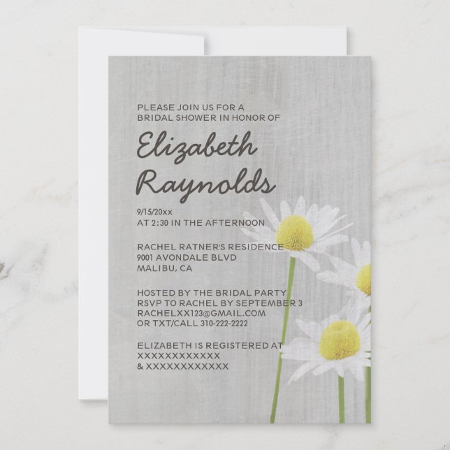 Invitations de douches nuptiales pour les marais V (Devant)