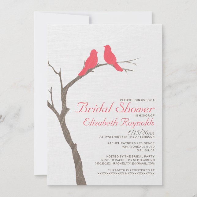 Invitations de douches nuptiales pour les oiseaux  (Devant)