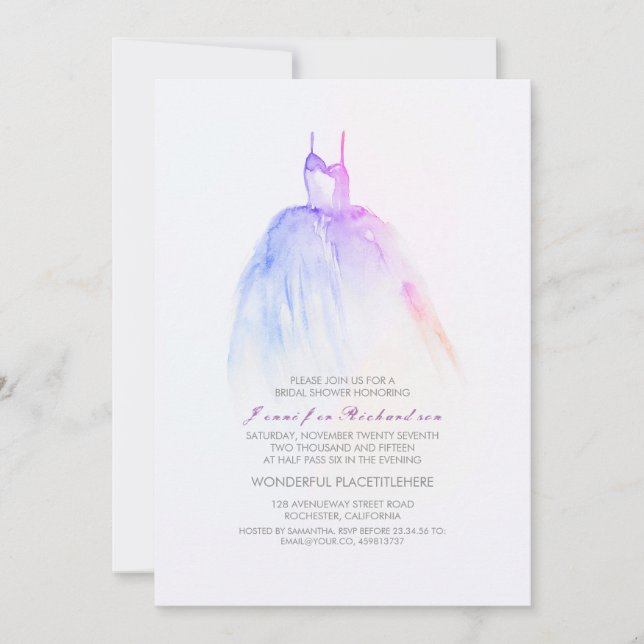 Invitations de douches nuptiales pour Mariage d'aq (Devant)