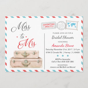 Invitations de douches nuptiales Red Blue Travel