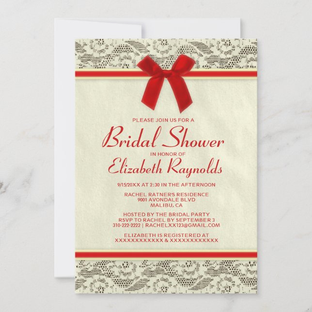 Invitations de douches nuptiales Red & Gold Countr (Devant)