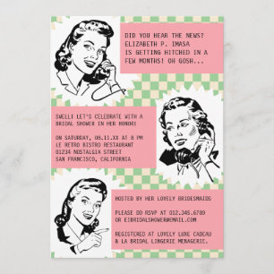 Invitations de douches nuptiales Retro Gossip Gals