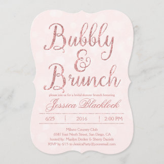 Invitations de douches nuptiales rose et brunch